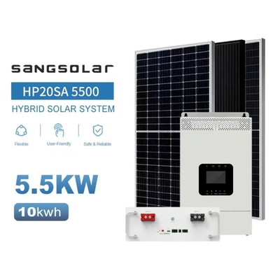 سیستم خورشیدی SANG برای خانه 3.5KW 5.5KW 48V 220V 230V با باتری لیتیوم 5kwh 10kwh 15kwh