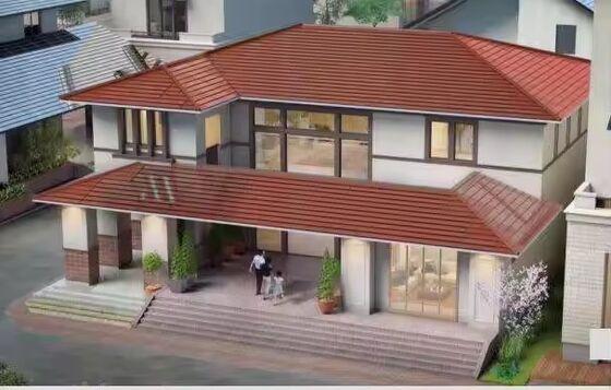 کاشی سقف خورشیدی تک‌بلوری قرمز/سبز با اندازه بلند - 86 وات PV رنگی با توان بالا، 154 وات بر متر مربع، زیبا و کارآمد